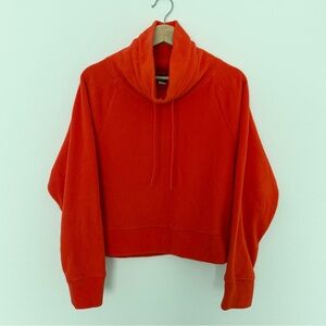 Bright Red Orange Cropped Fleece Sweater